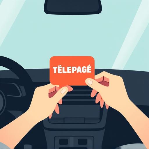 Ilustración de unas manos colocando el tag IAVE en el interior de un parabrisas de coche.